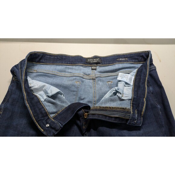 Judy Blue High-Rise Raw Hem Tall Flare Stretch Jeans Blue Denim Dark Wash 15/32 - Picture 7 of 10